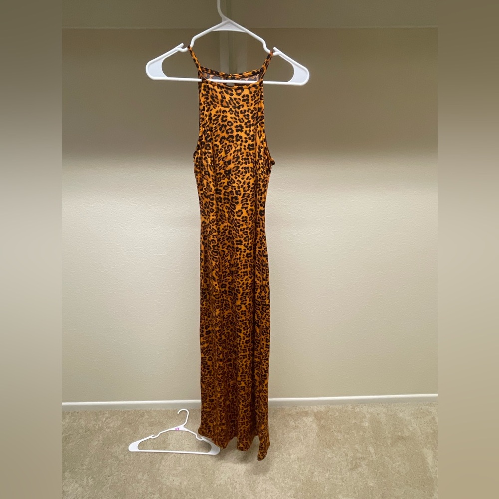 Long cheetah print dress (orange)